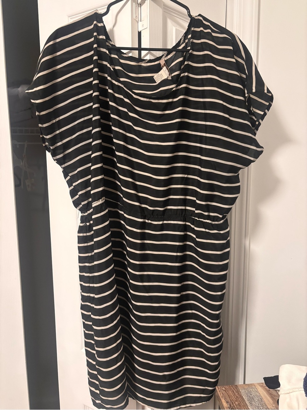 Fun & Flirt Black and White Striped Mini Dress
